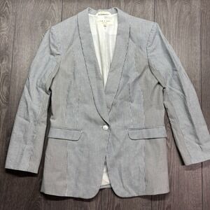 RAG &‎ BONE Womens Linen 10 Blazer Jacket Striped Singel Button